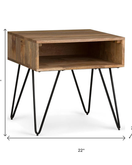 23" Natural Metal Square End Table