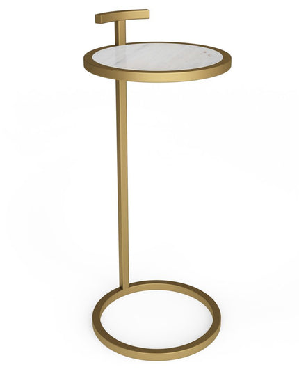 24" White Iron Round End Table