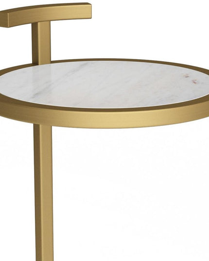 24" White Iron Round End Table