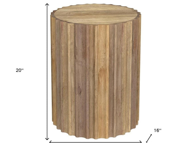 20" Natural Solid Wood Round End Table