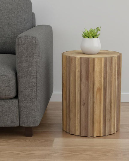 20" Natural Solid Wood Round End Table