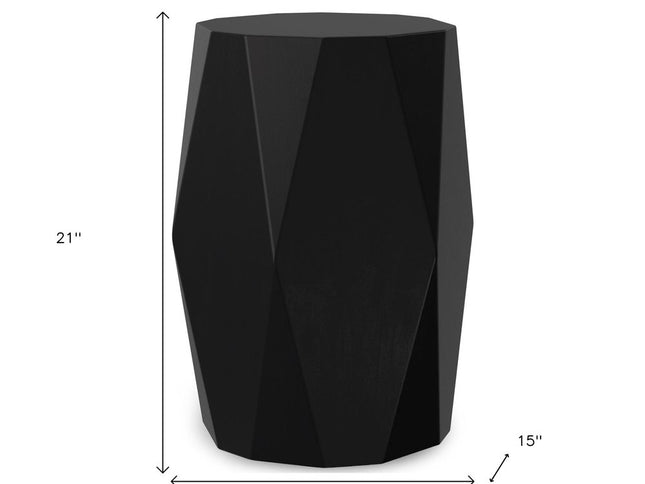 21" Black Solid Wood End Table