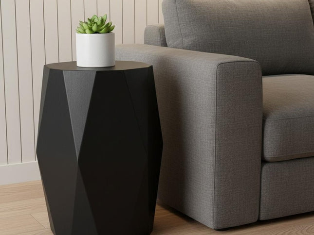 21" Black Solid Wood End Table