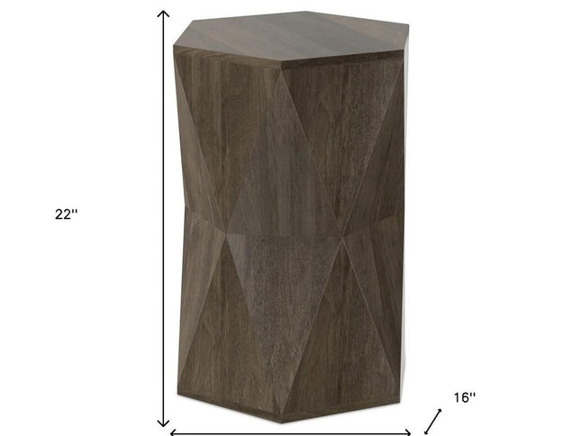22" Gray Solid Wood End Table