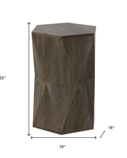 22" Gray Solid Wood End Table