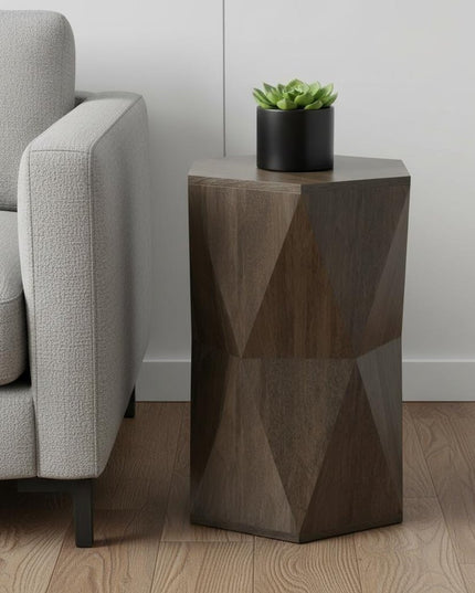 22" Gray Solid Wood End Table