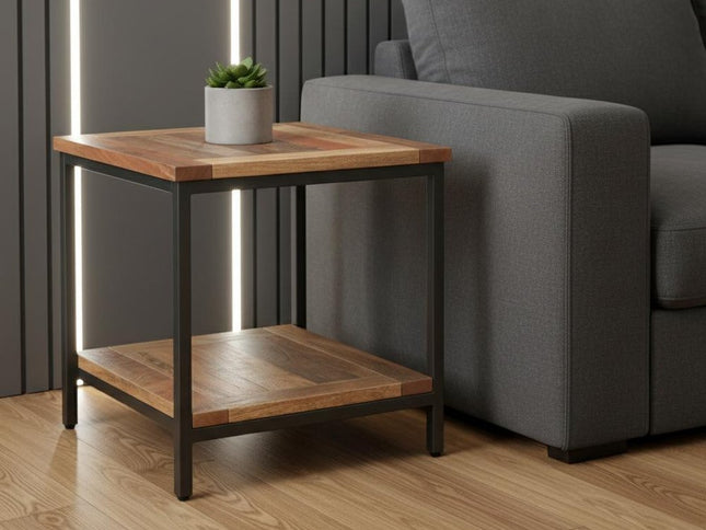 22" Natural Metal Square End Table