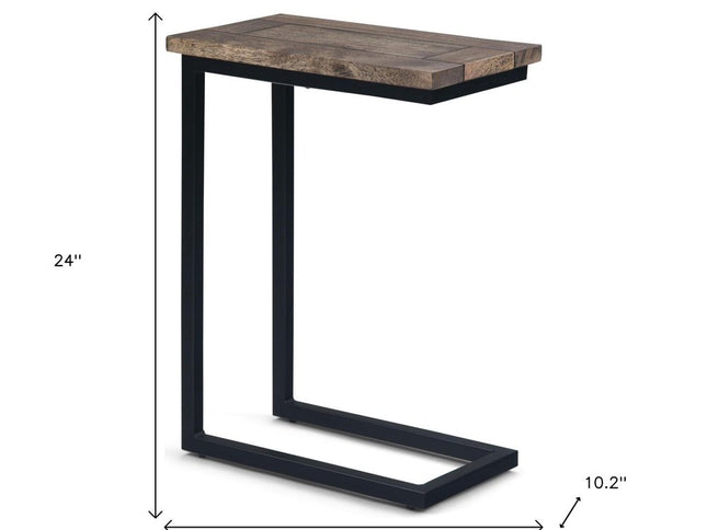 24" Brown Metal End Table