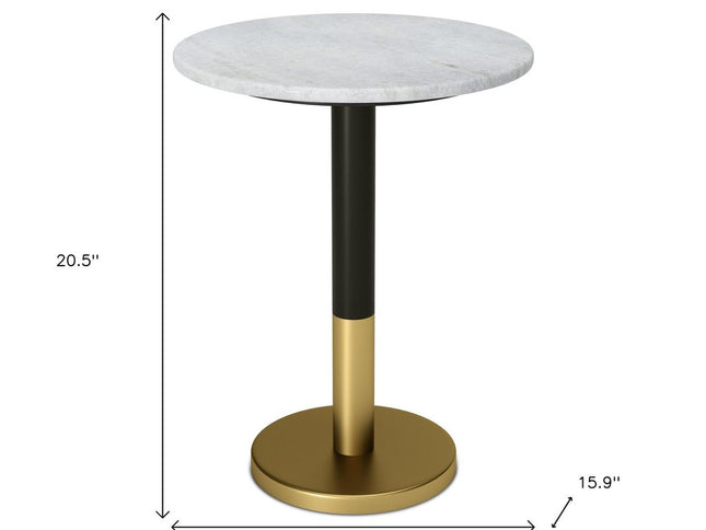 21" White Iron Round End Table