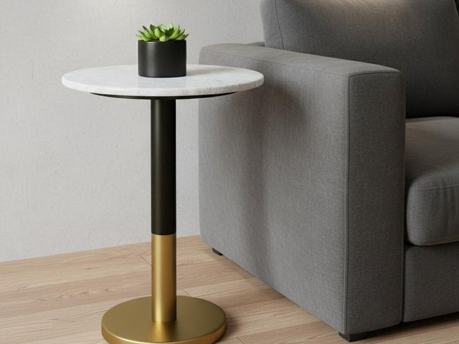 21" White Iron Round End Table