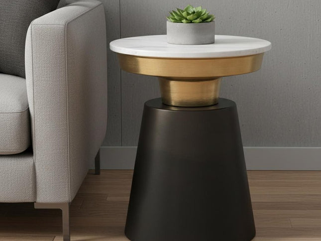 20" Black Metal Round End Table