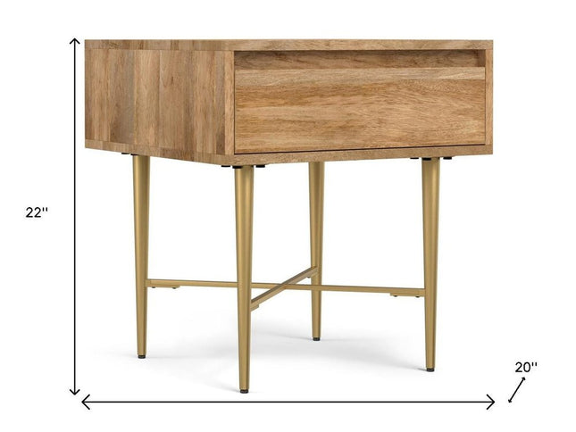 22" Natural Metal Square End Table