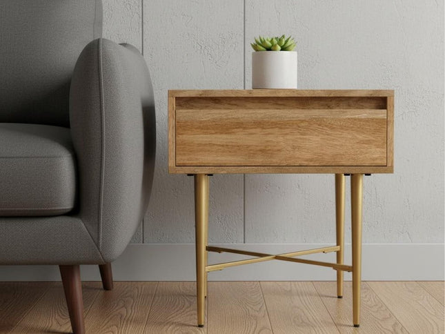 22" Natural Metal Square End Table