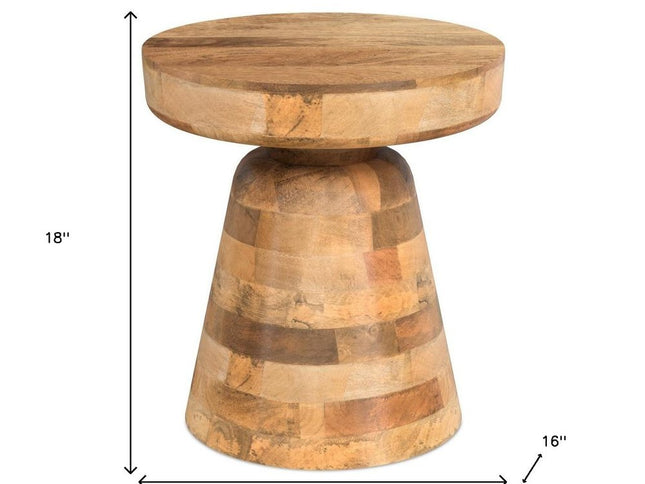 18" Natural Solid Wood Round End Table