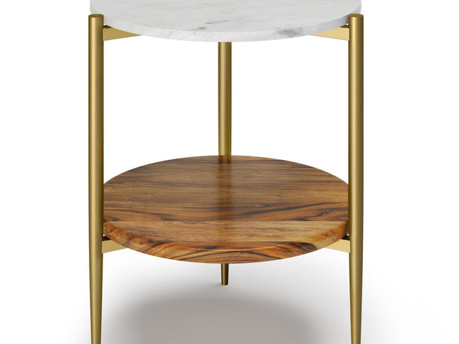 23" White Iron Round End Table