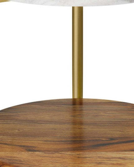 23" White Iron Round End Table