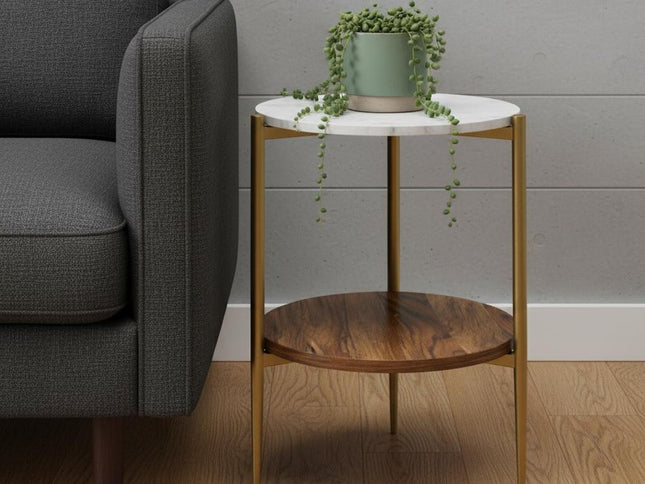 23" White Iron Round End Table