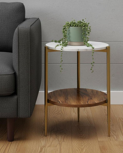 23" White Iron Round End Table