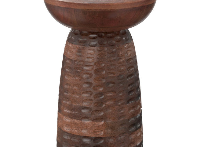 18" Brown Solid Wood Round End Table