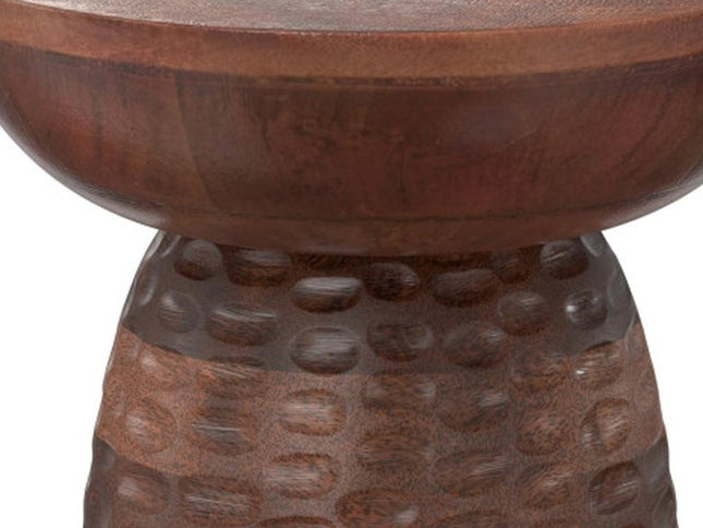 18" Brown Solid Wood Round End Table