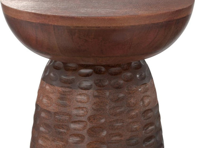 18" Brown Solid Wood Round End Table