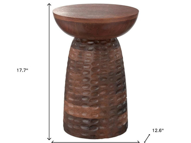 18" Brown Solid Wood Round End Table