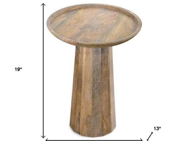 19" Natural Solid Wood Round End Table
