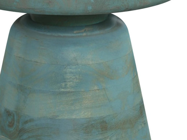 18" Teal Blue Solid Wood Round End Table
