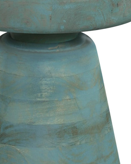 18" Teal Blue Solid Wood Round End Table
