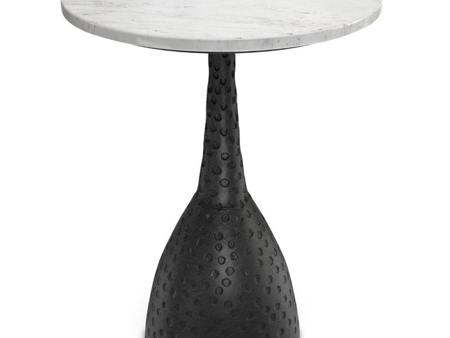20" Black Marble Round End Table