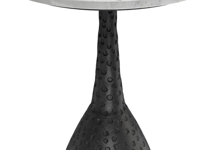20" Black Marble Round End Table