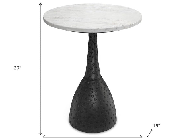 20" Black Marble Round End Table