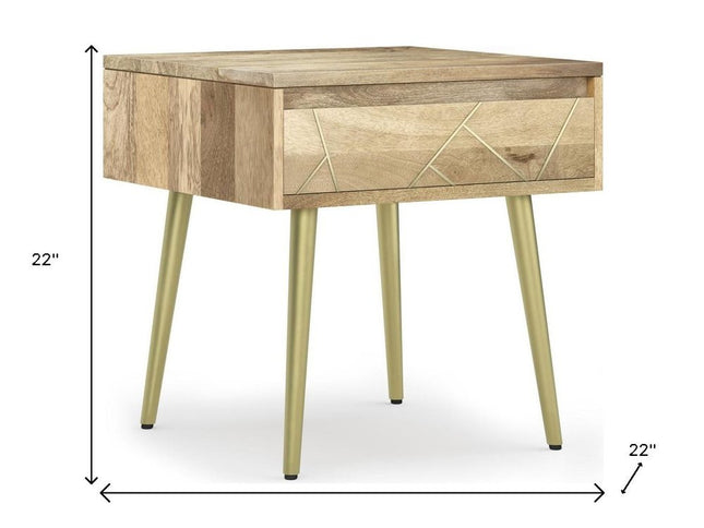 22" Natural Metal End Table