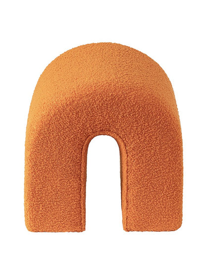 17" Orange Boucle Oval Footstool Ottoman