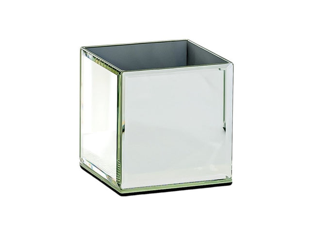 Set of Six Silver Mirrored Glass Square Table Vases