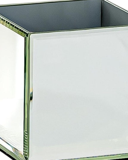 Set of Six Silver Mirrored Glass Square Table Vases