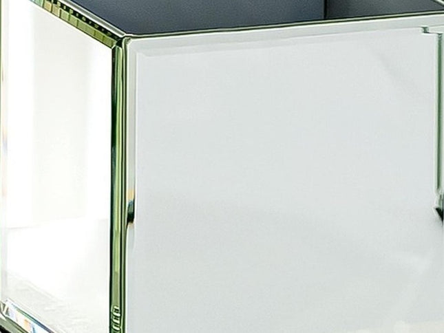 Set of Six Silver Mirrored Glass Square Table Vases