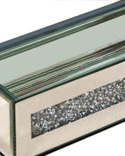 13" Silver Crystal And Mirrored Glass Table Vase With Crystals