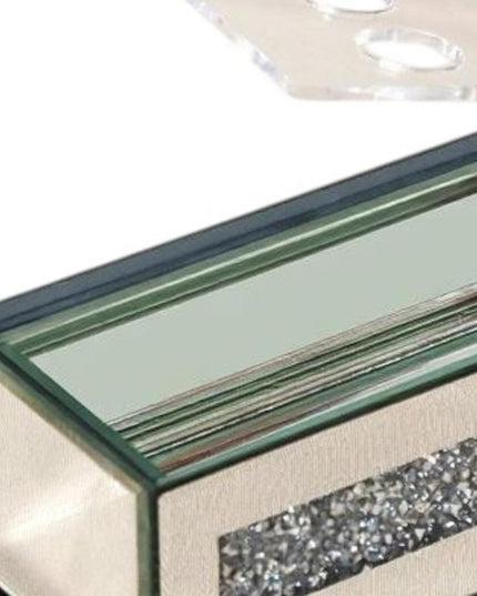 13" Silver Crystal And Mirrored Glass Table Vase With Crystals