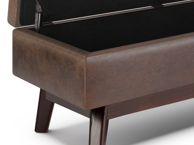 48" Brown Leather Cocktail Ottoman With Storage