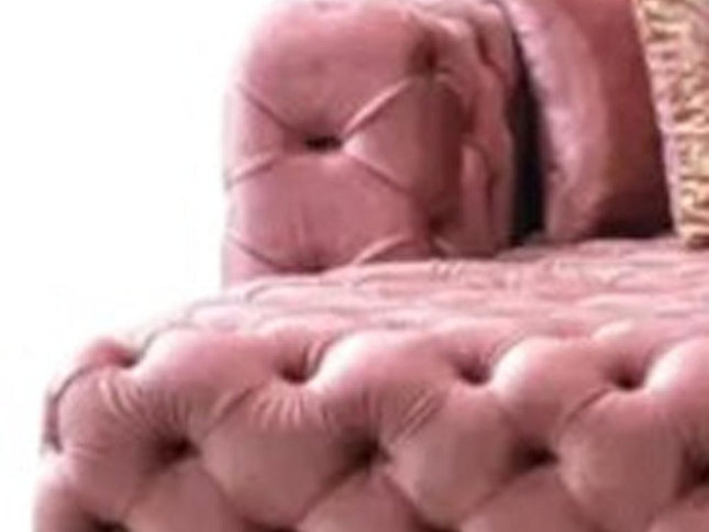 Tufted Pink Velvet Modular U Shaped Sofa and Chaise Sectional With Toss Pillows