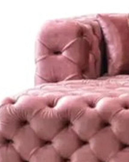 Tufted Pink Velvet Modular U Shaped Sofa and Chaise Sectional With Toss Pillows