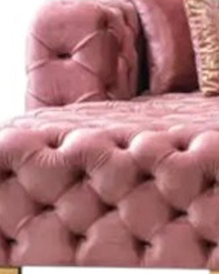 Tufted Pink Velvet Modular U Shaped Sofa and Chaise Sectional With Toss Pillows