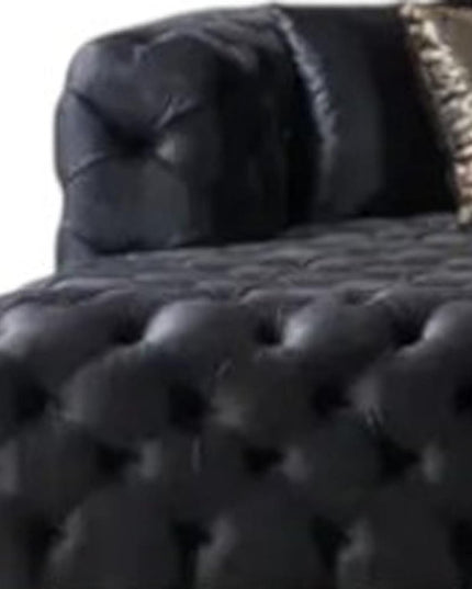 Tufted Black Velvet Modular U Shaped Sofa and Chaise Sectional With Toss Pillows