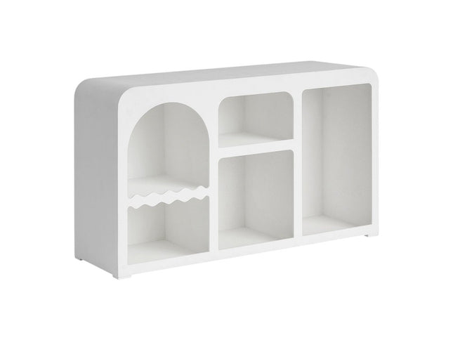 50" White Fiberglass Solid Console Table With Five Shelves