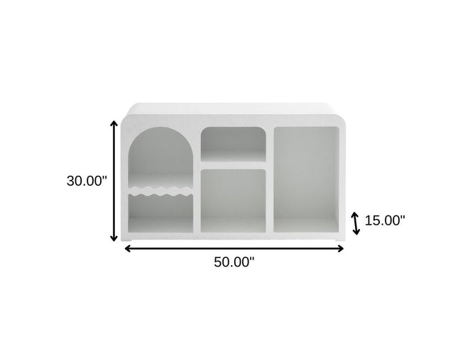 50" White Fiberglass Solid Console Table With Five Shelves