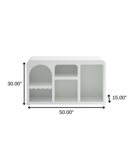 50" White Fiberglass Solid Console Table With Five Shelves
