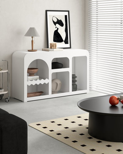 50" White Fiberglass Solid Console Table With Five Shelves