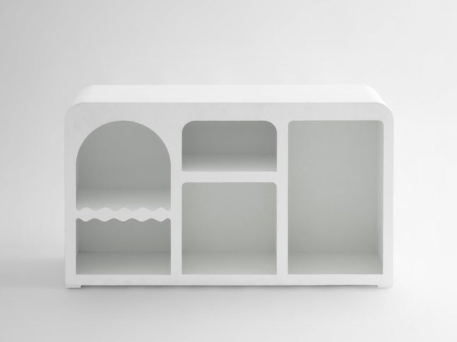 50" White Fiberglass Solid Console Table With Five Shelves