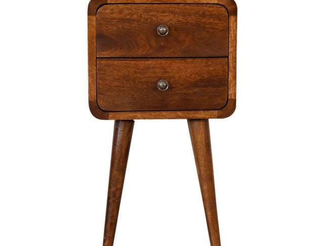 22" Brown Solid Wood Two Drawer Nightstand